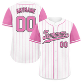 Custom White Pink Stripe Fashion Personalized Authentic Baseball Jersey BSBJ01-D017225